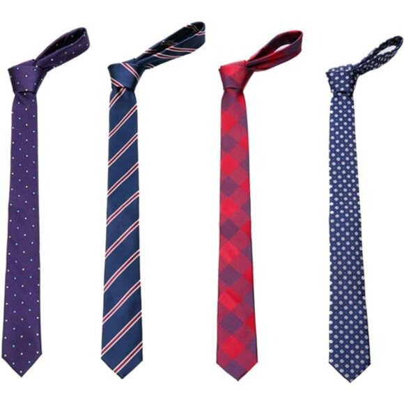 Mens Skinny Tie Set 4 Pack Slim Neckties Formal Wedding Business Ties Gift - Picture 2 of 7